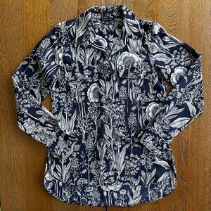 Tommy Hilfiger Navy & White Floral Button-Up Shirt | Size XS